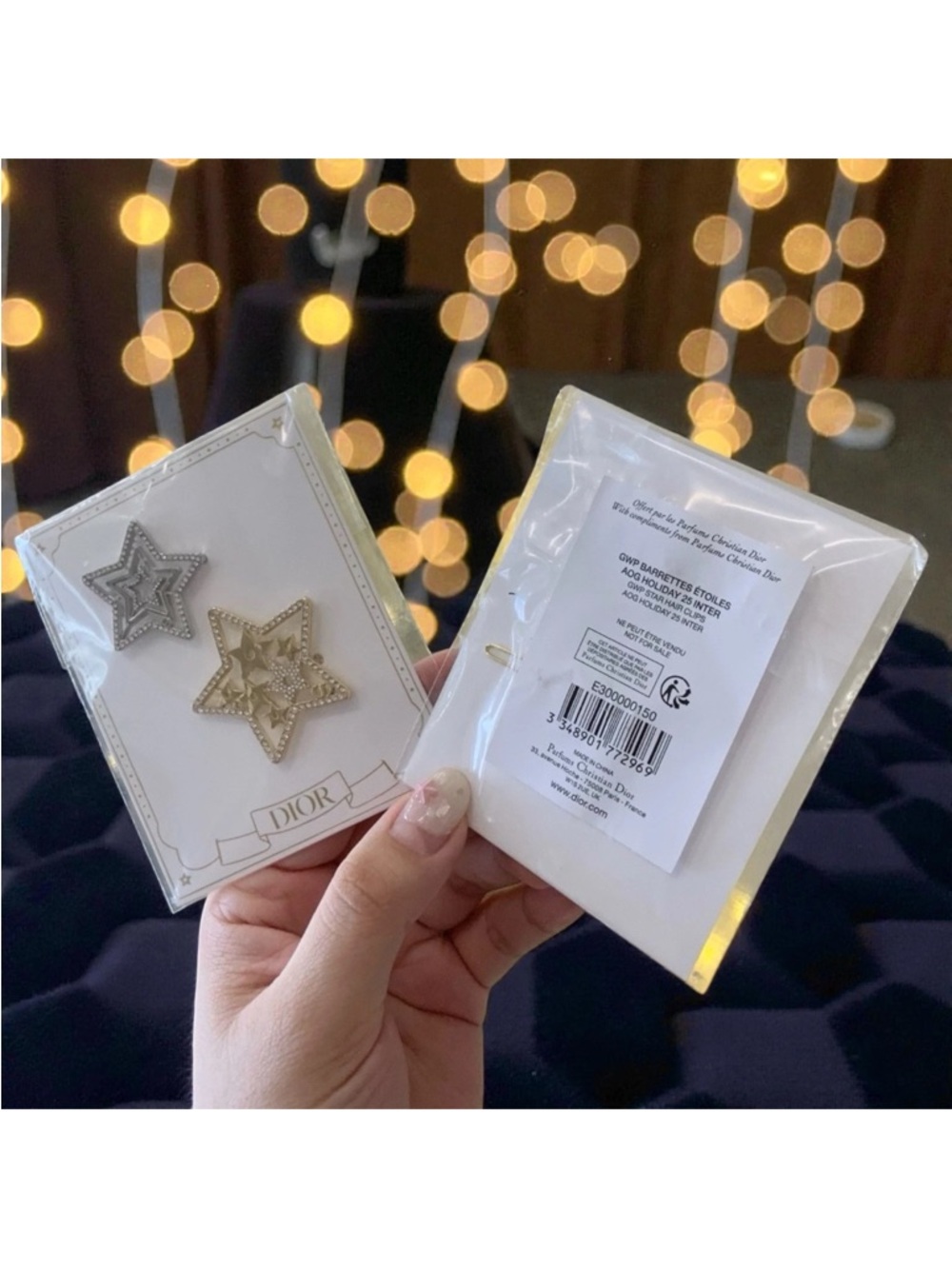 Dior Star Motif hair barrettes set - gwp Gold & Silver Crystal Stars new - Picture 3 of 10